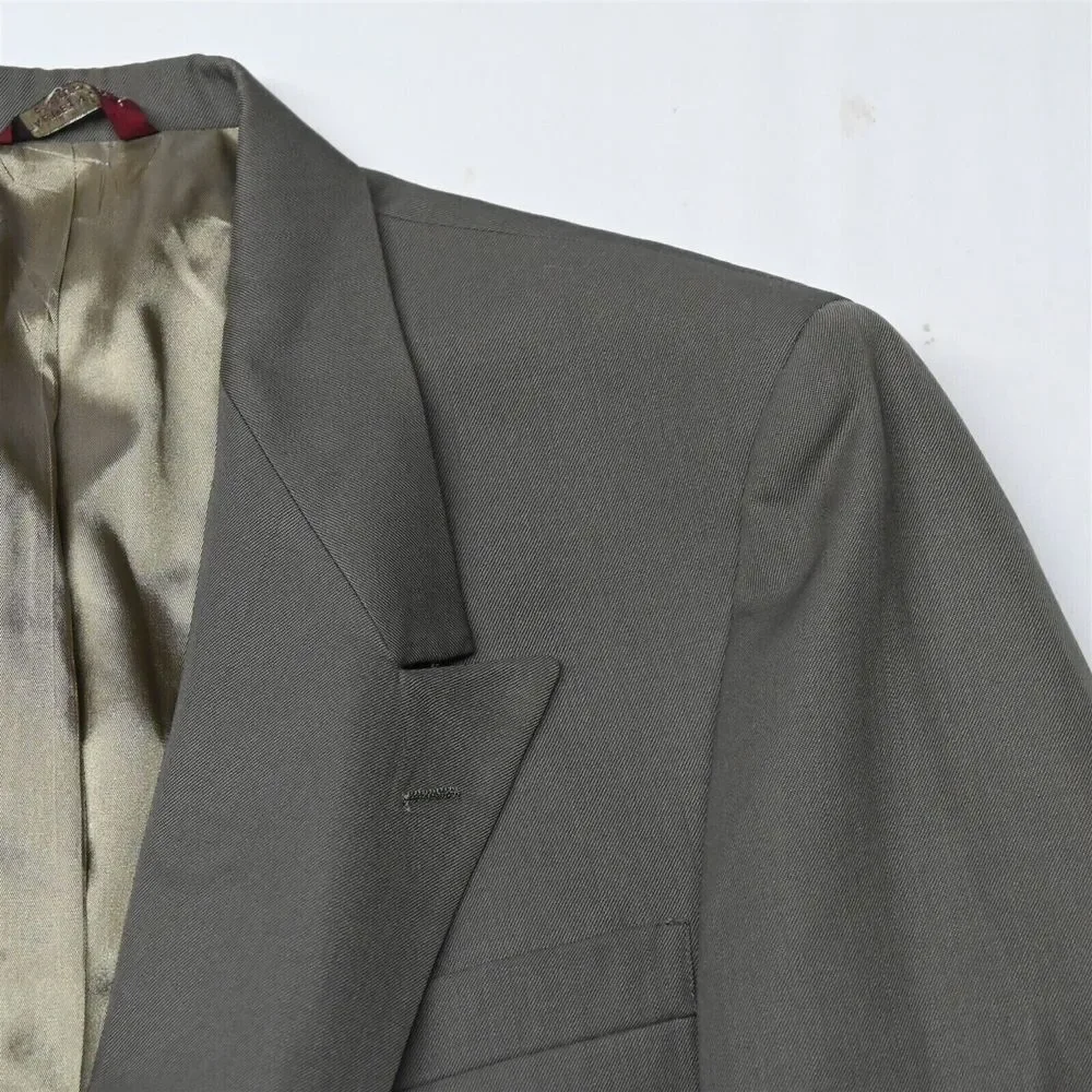 Vtg Botany 500 42R Olive Green USA Wool Double Breasted Blazer Jacket Sport Coat
